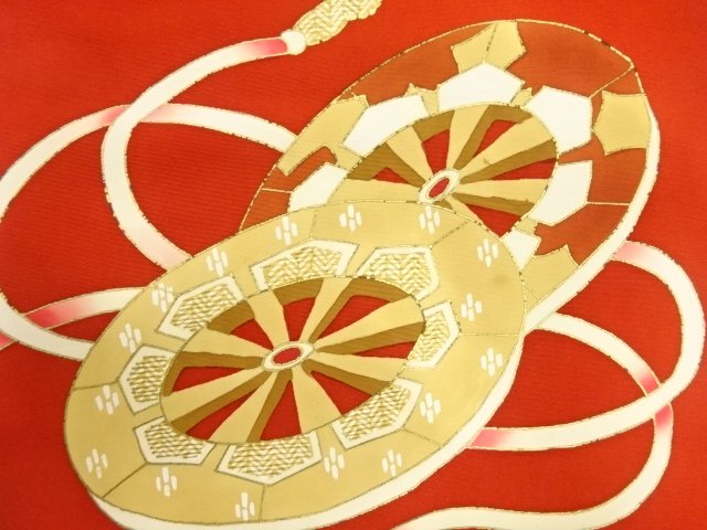JAPANESE KIMONO / ANTIQUE ANTIQUE SHIOZE / GENJI WHEEL PATTERN / NAGOY